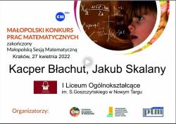 Prezentacja Kacpra Błachuya i Jakuba Skalany